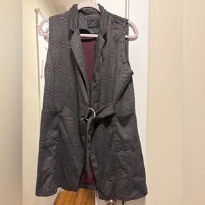 Love Tree Black and Gray Plaid Vest